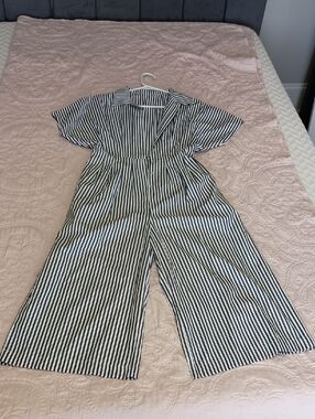 Striped Black & White Wide-Leg Jumpsuit